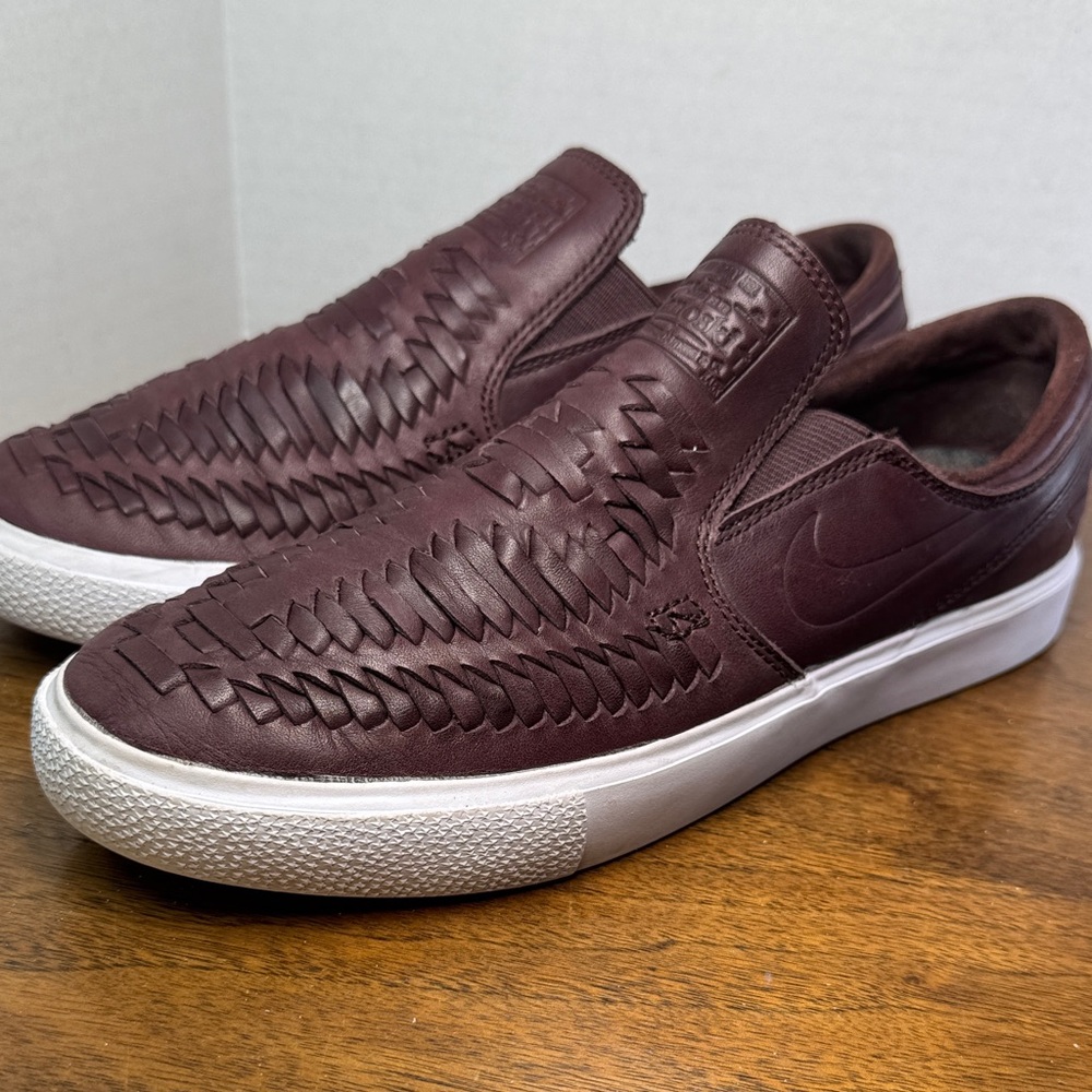 Nike Mens SB Zoom Stefan Janoski Slip-on RM Crafted in Mahogany Woven Leather, 6
